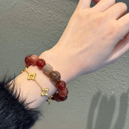 Red agate and inclusion quartz bracelet original lifestyle photograph 4