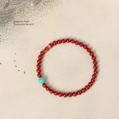 Imperial red koi bracelet with turquoise-colored accent
