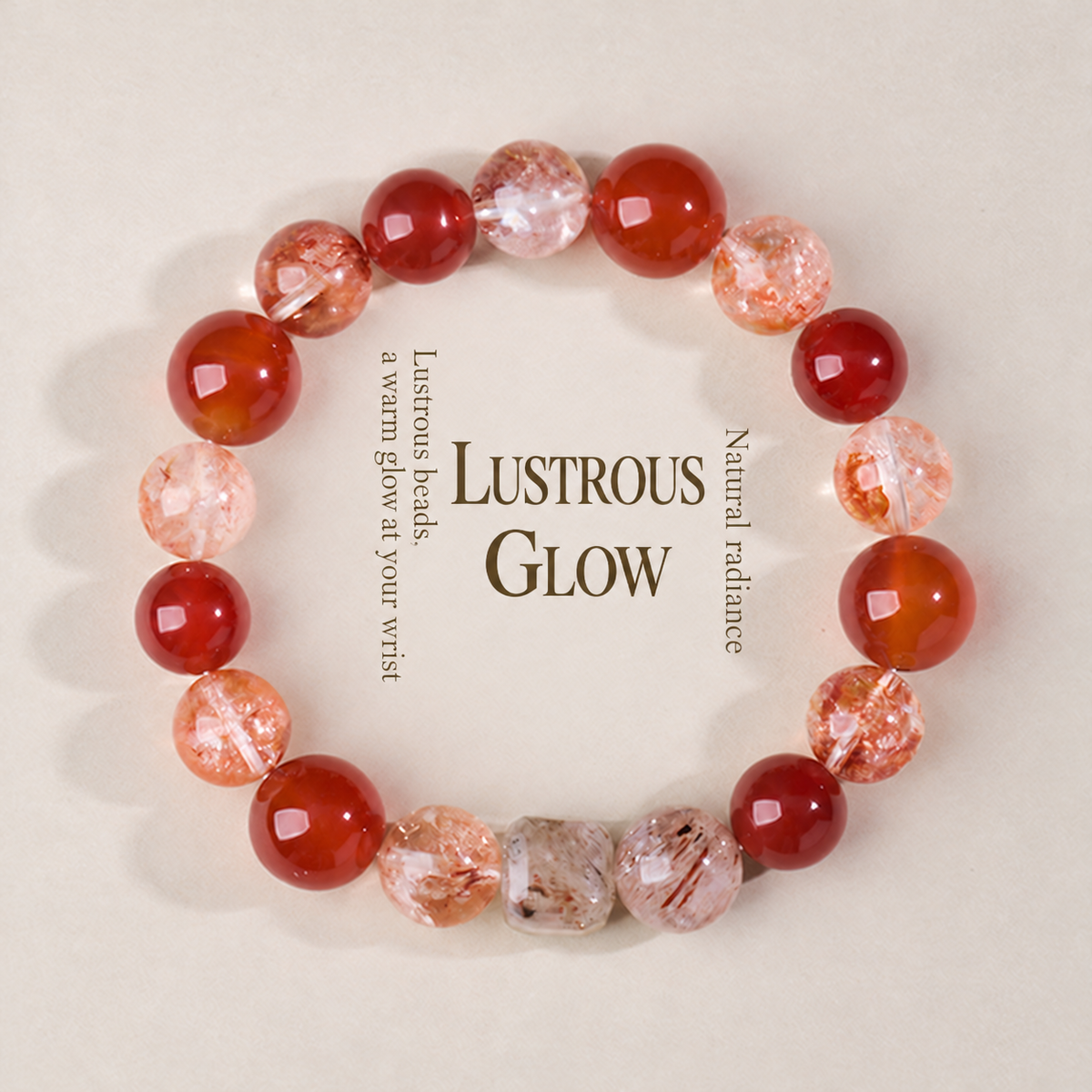 Red agate bracelet original photograph with English product text