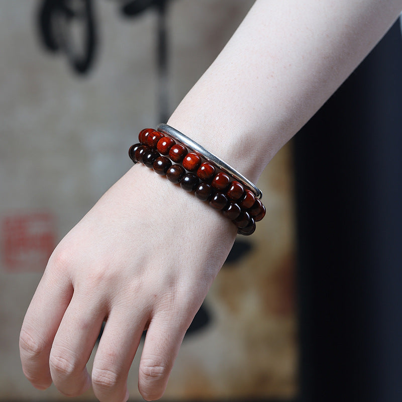 Red sandalwood barrel bead bracelet product view 2