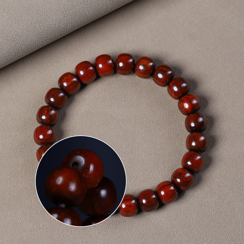 Red sandalwood barrel bead bracelet product view 3
