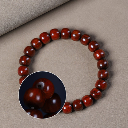 Red sandalwood barrel bead bracelet product view 3