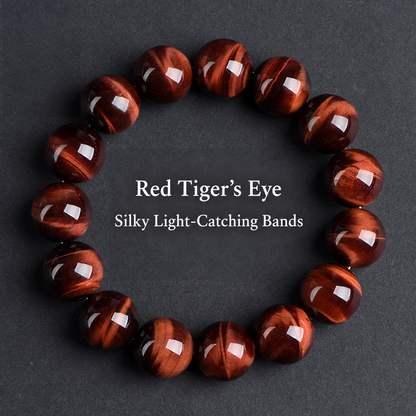 Red tiger’s eye bracelet with silky light-catching bands
