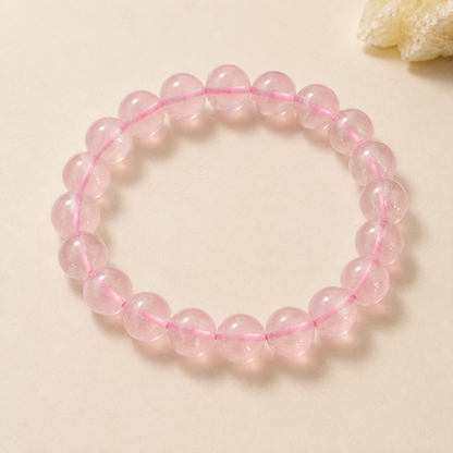 Natural Rose Quartz Bracelet – Pink Cord – centered flatlay product view