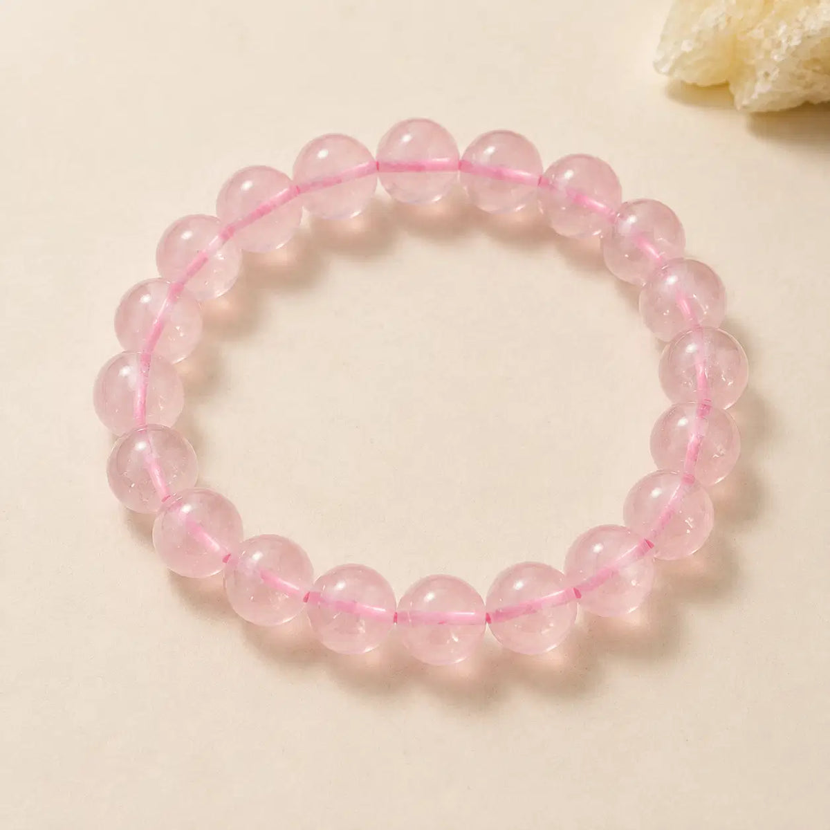 Natural Rose Quartz Bracelet – Pink Cord – centered flatlay product view