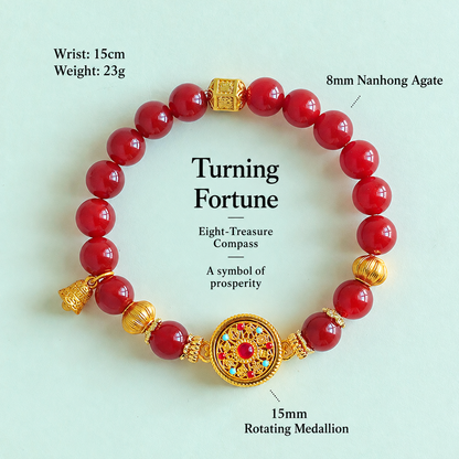 Rotating compass bead bracelet – Nanhong agate 8mm specifications