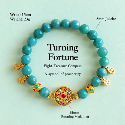 Rotating compass bead bracelet – jadeite 8mm specifications