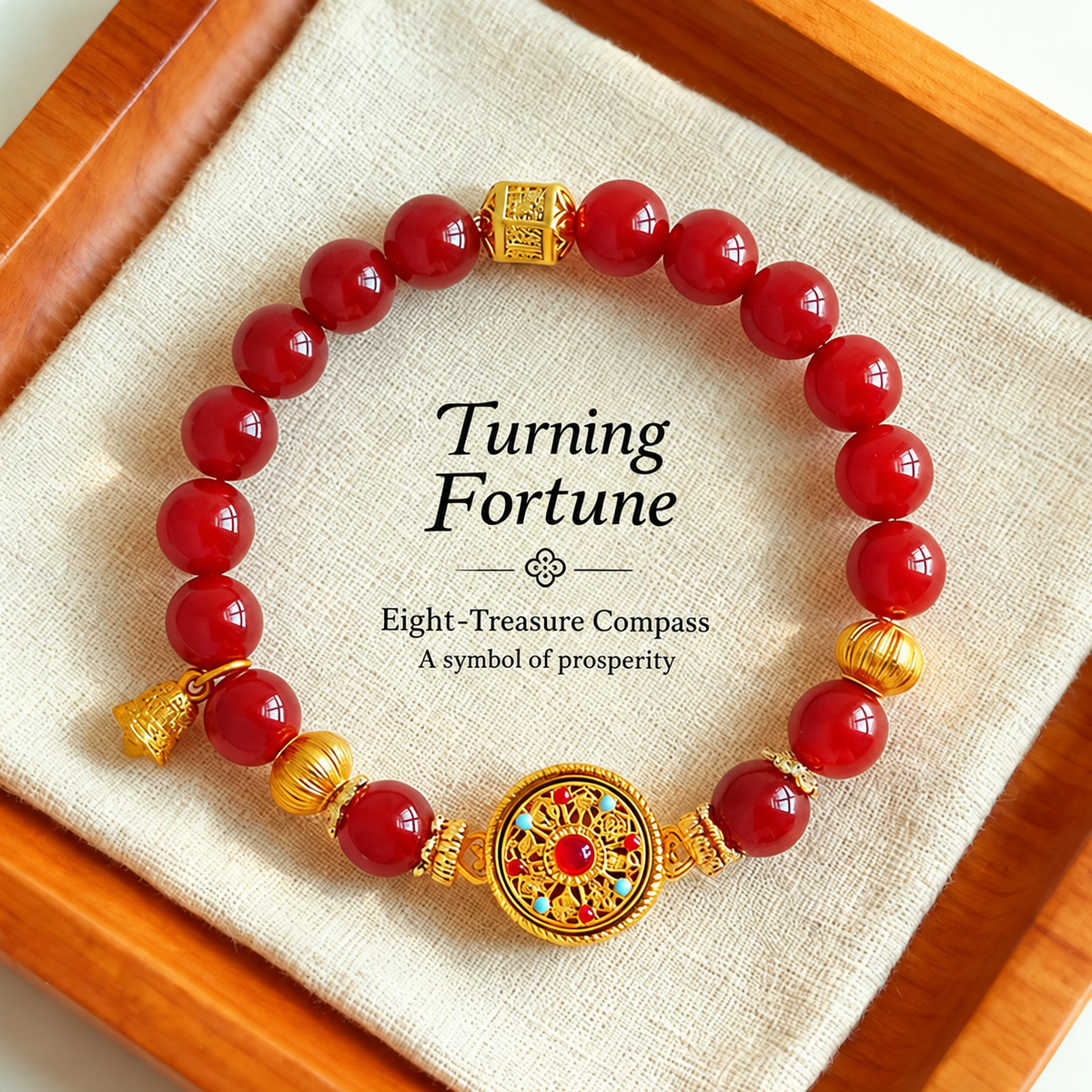 Rotating compass bead bracelet – Nanhong agate alternate view