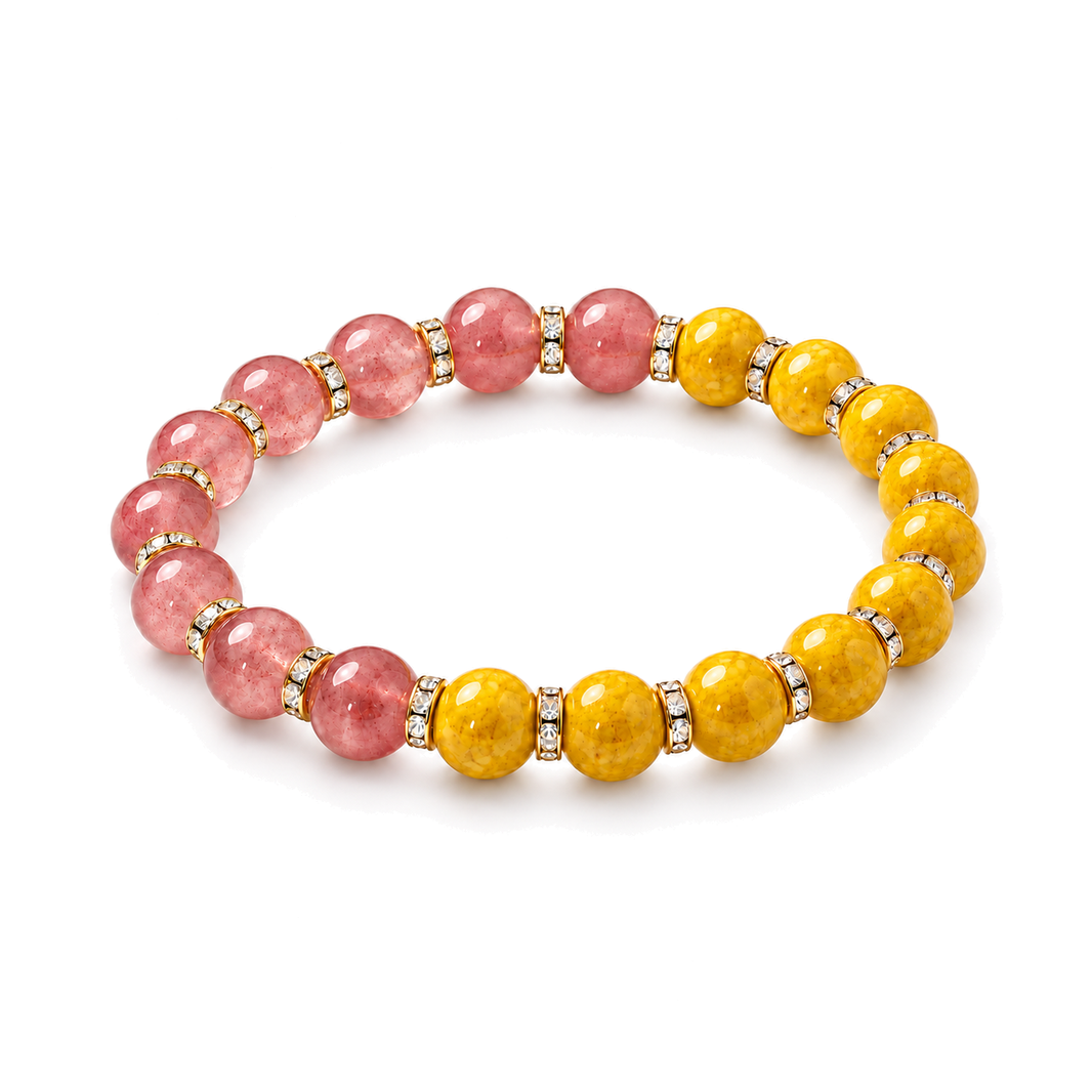 Strawberry quartz and cinnabar-style bracelet — standardized main view