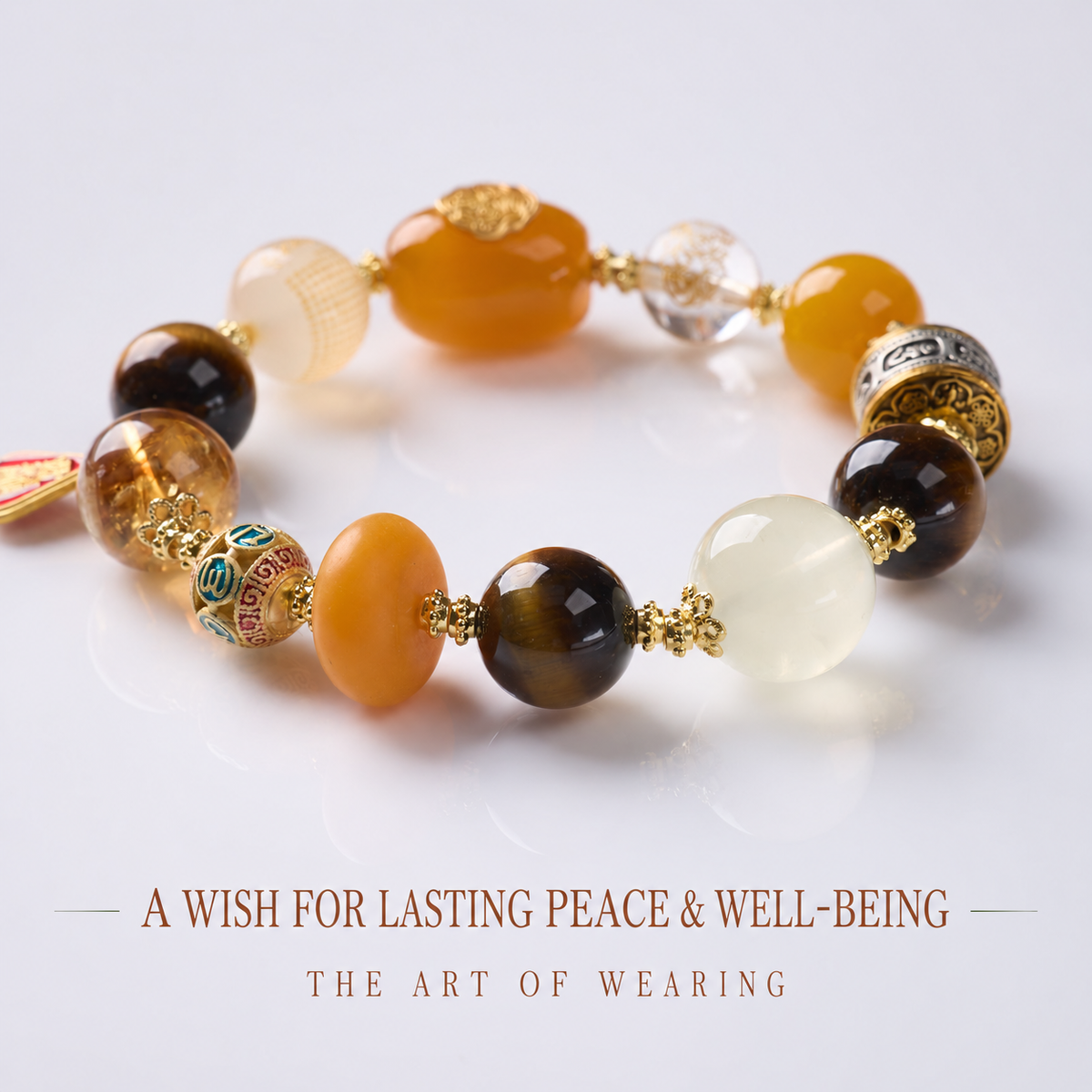 Golden Abundance mixed crystal bracelet with English product details