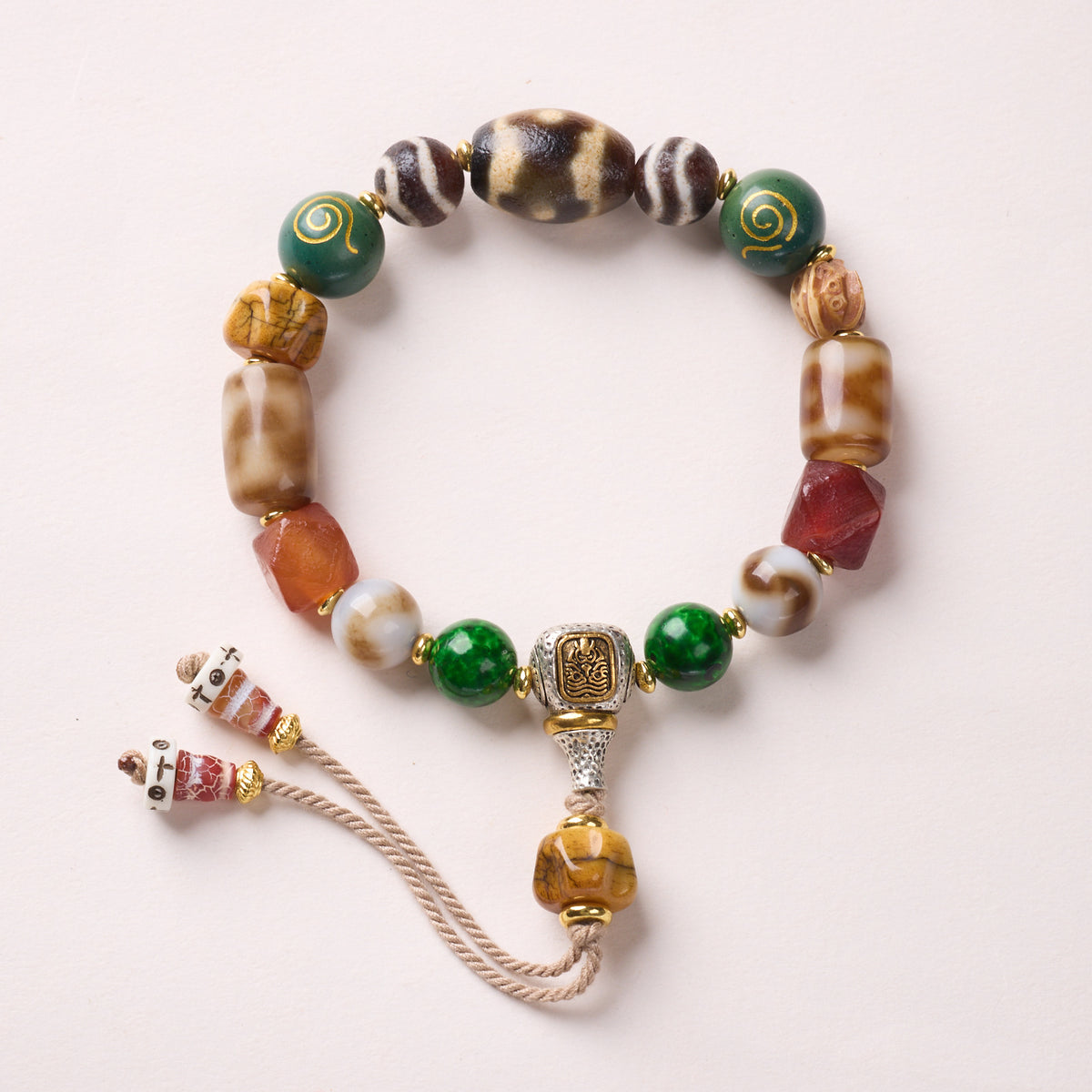 Tibetan Treasures – Dzi & Deity Connector bracelet