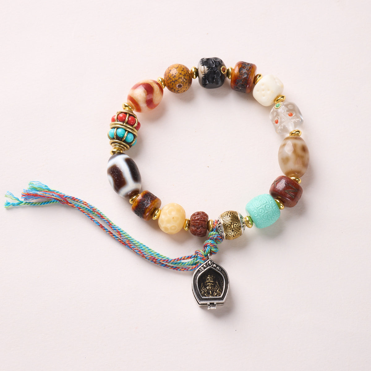 Bone Mix – Carved Beads & Zaki Charm bracelet