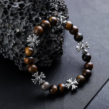 Cross accent tiger eye bracelet original detail