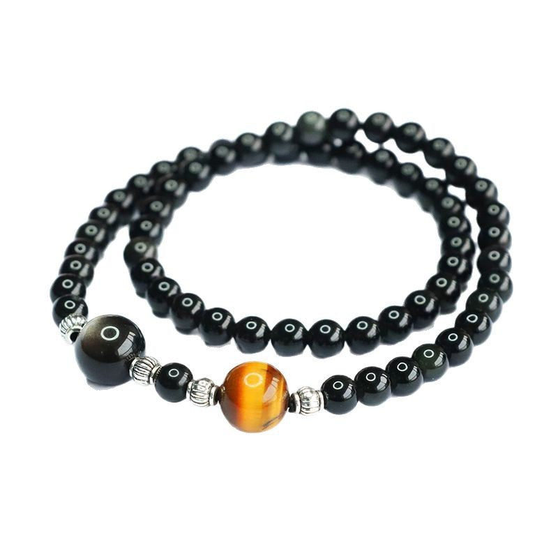 Tiger eye and obsidian double-wrap bracelet, original product view 2