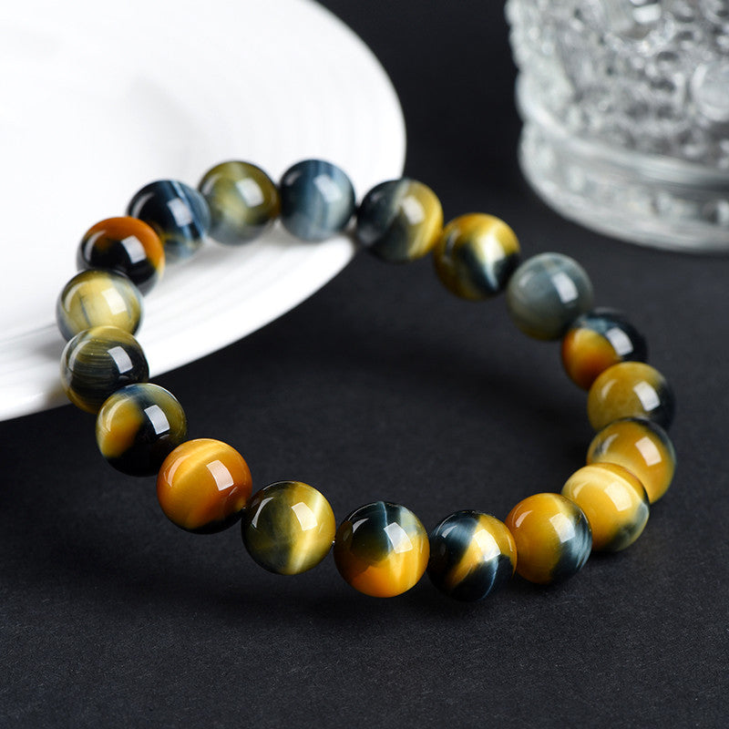 Blue and golden tiger eye natural band details