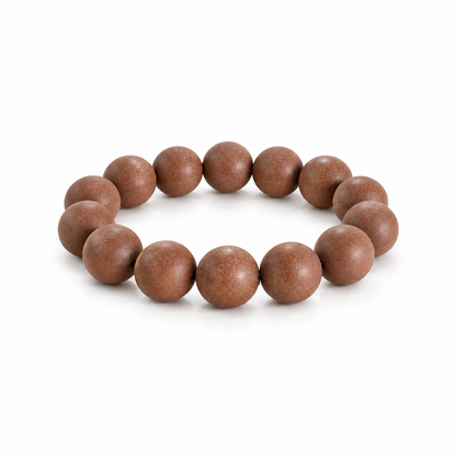 Traditional brown incense bead bracelet on white background