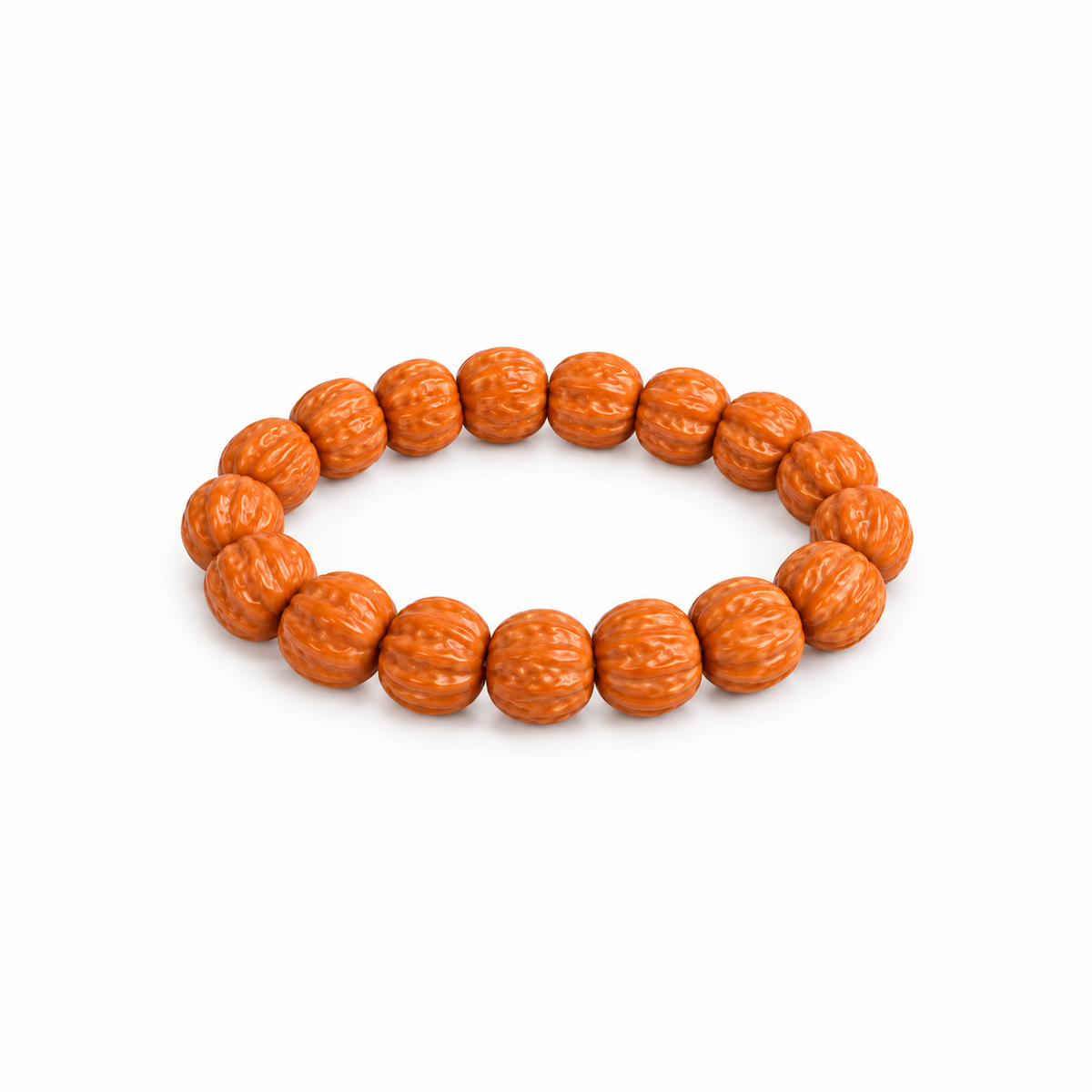 Walnut bead bracelet on a white background