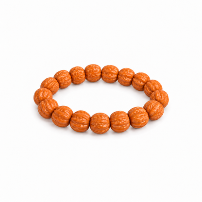 Walnut bead bracelet on a white background