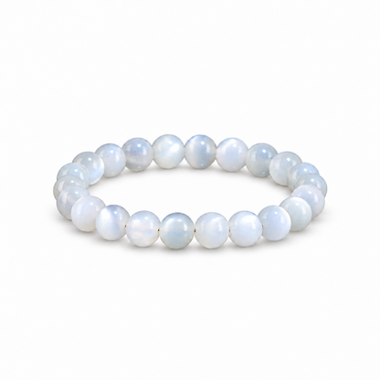 White moonstone bead bracelet – white background