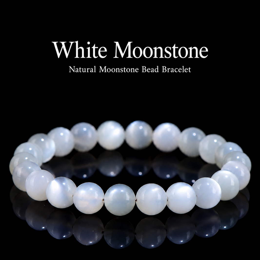 White moonstone bead bracelet – product overview