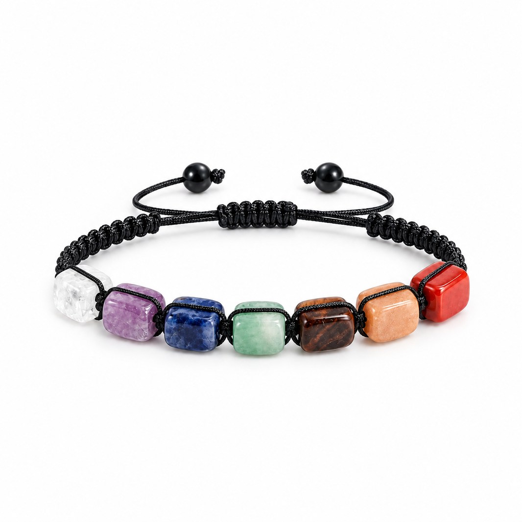 Adjustable rectangular stone bead bracelet hero view