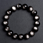 Guochao Style 7A Grade Double-Eyed Silver Obsidian Bracelet | Silver Cat's Eye Cool Beaded Bracelet | Unisex Zodiac Year Lucky Charm | Social Media Viral Hit