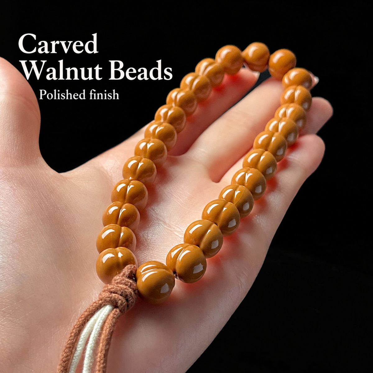 Walnut hand strand with brown cord