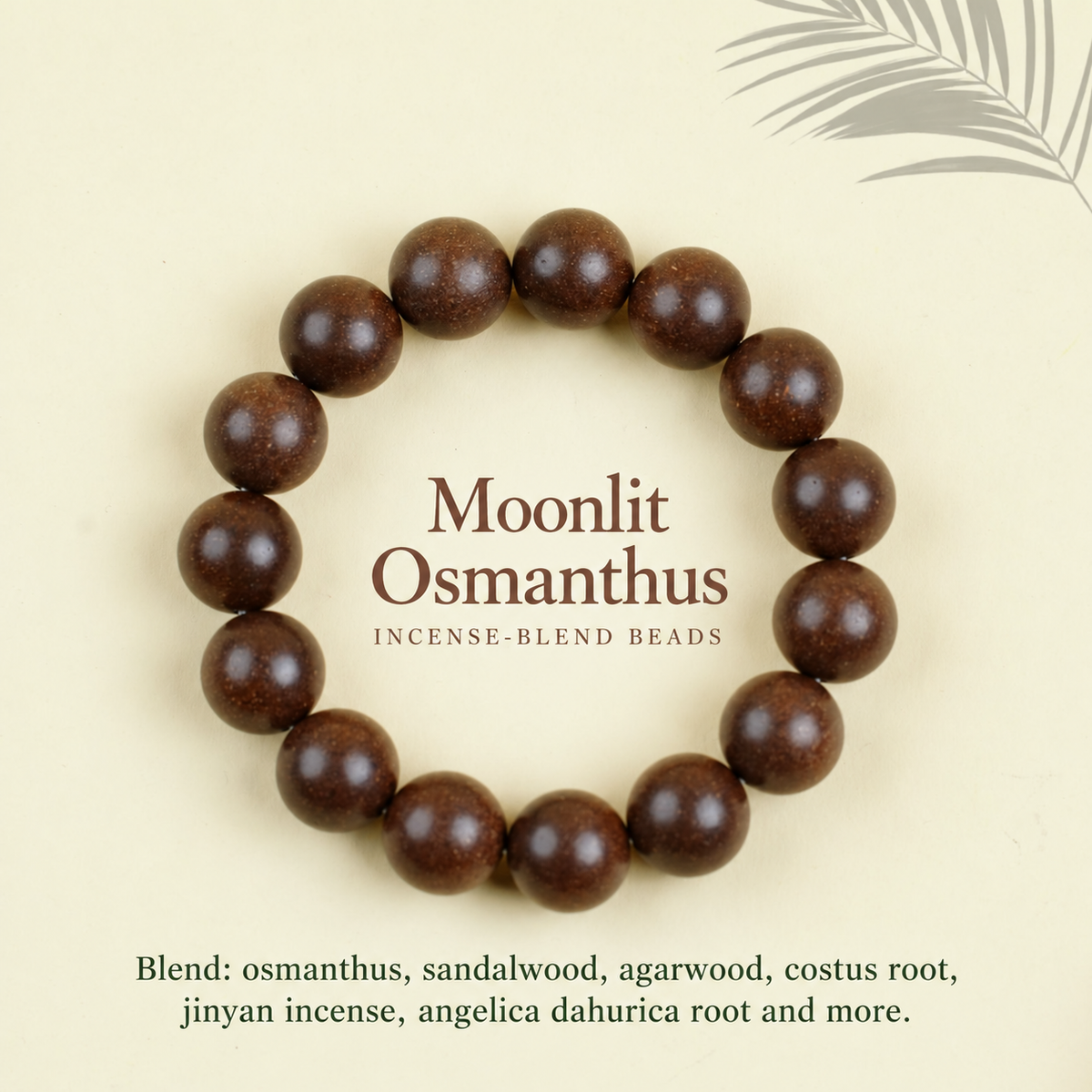 Moonlit Osmanthus incense-blend bracelet and ingredient list