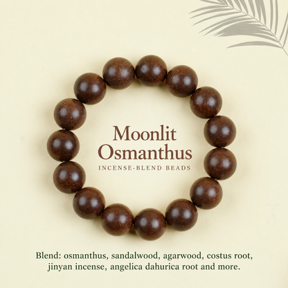 Moonlit Osmanthus incense-blend bracelet and ingredient list