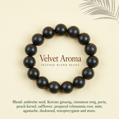 Velvet Aroma incense-blend bracelet and ingredient list