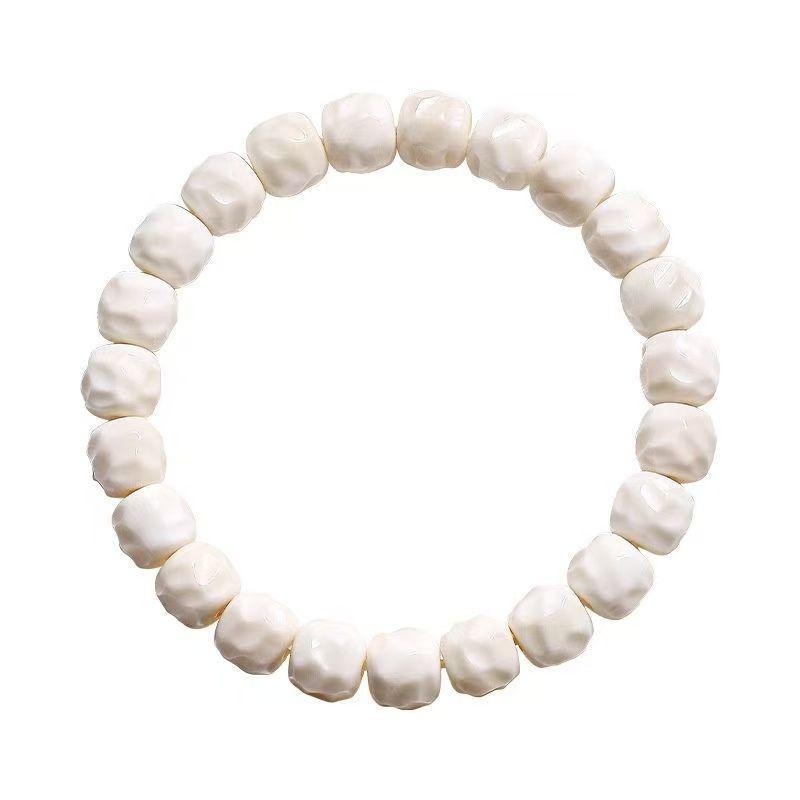 Plain White sculpted white bodhi bead bracelet