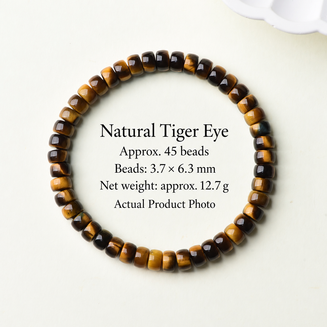 Small tiger eye barrel beads, approximately 3.7 by 6.3 mm, with specifications