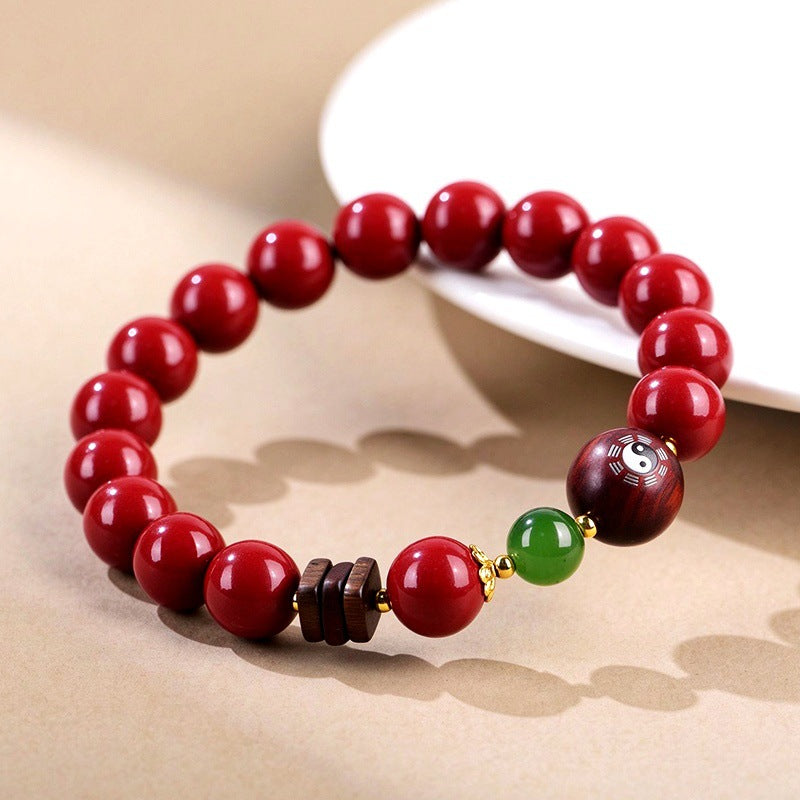 Agarwood slices and green Hetian jade bracelet accents