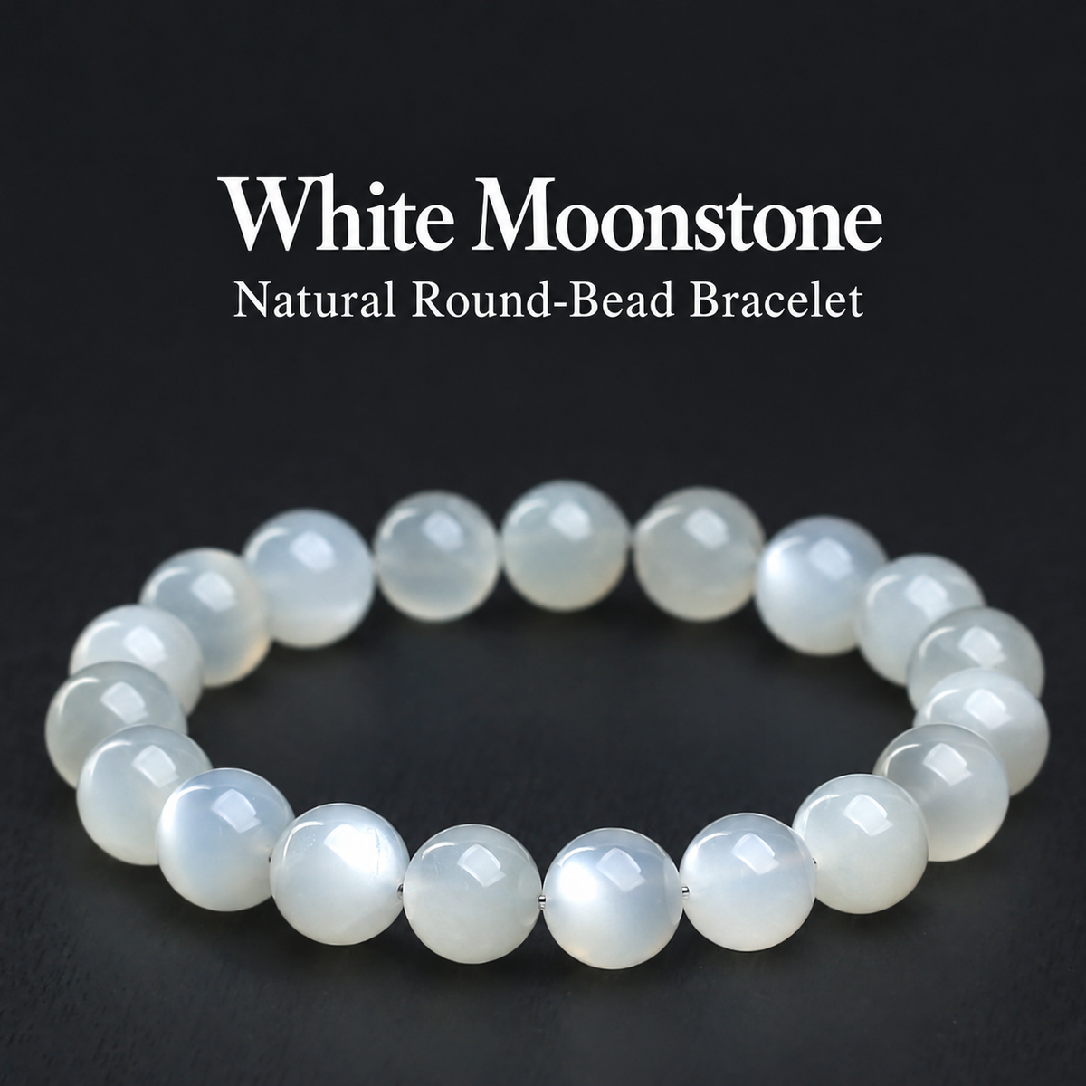 White moonstone round bead bracelet original view 4