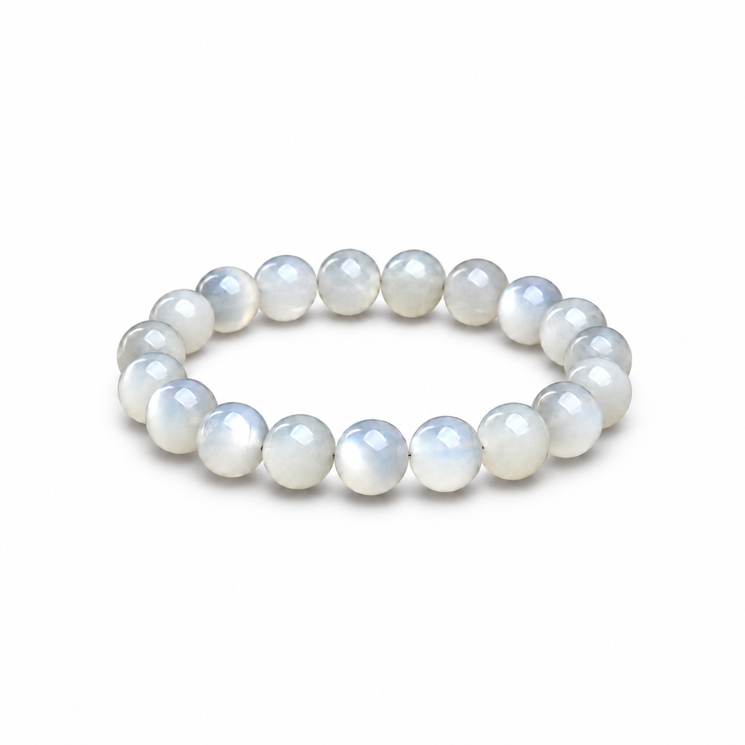 10 mm white moonstone bracelet size illustration