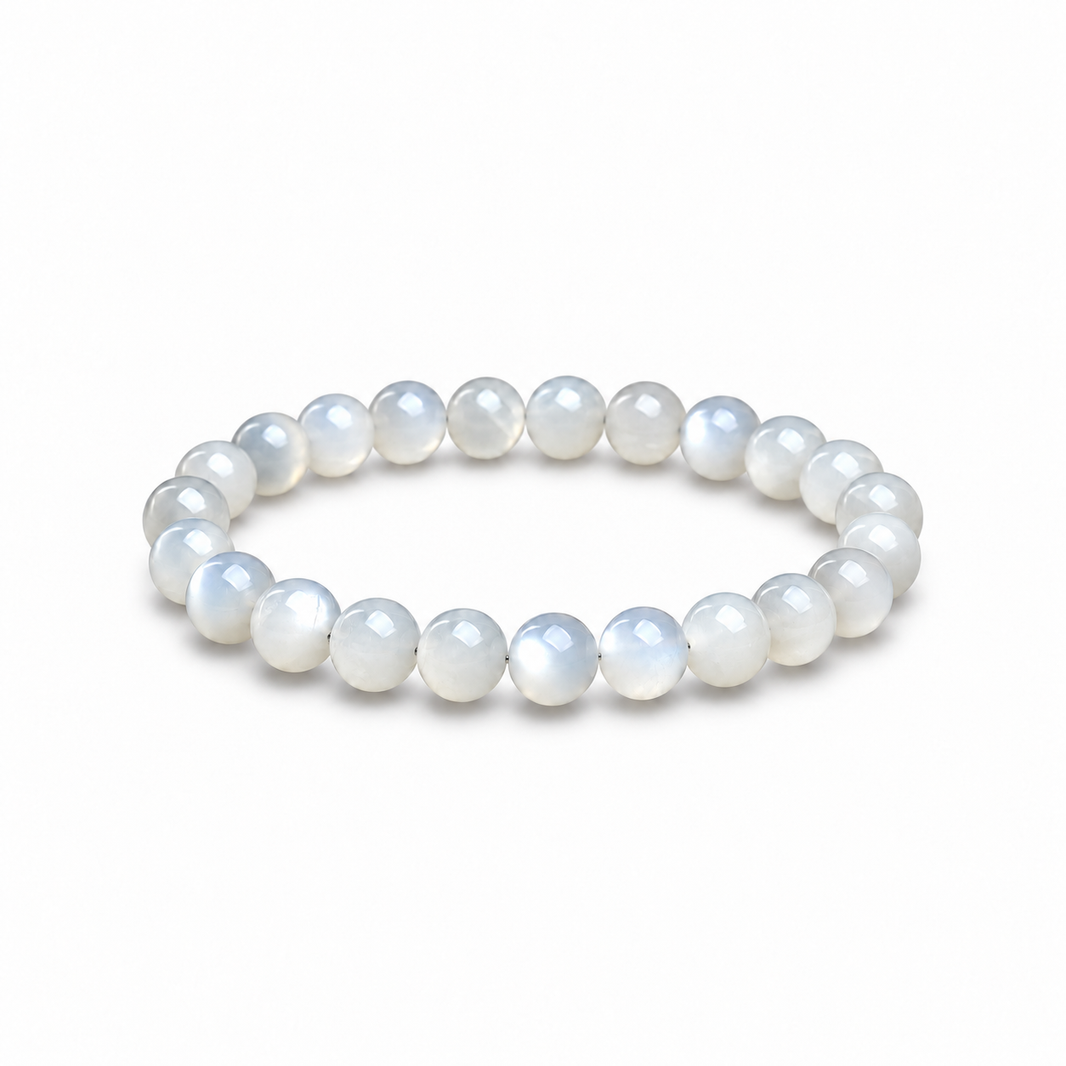 8 mm white moonstone bracelet size illustration