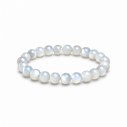 8 mm white moonstone bracelet size illustration
