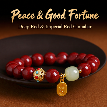 Cinnabar bracelet with peace and good fortune design