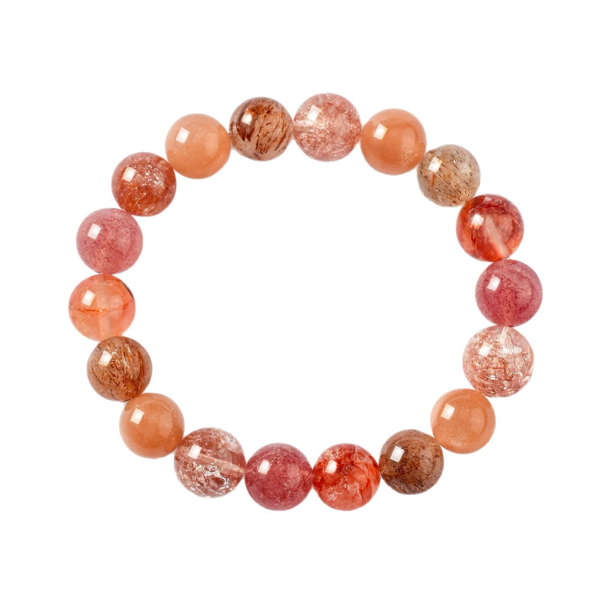 Original overhead view of the mixed gemstone bracelet