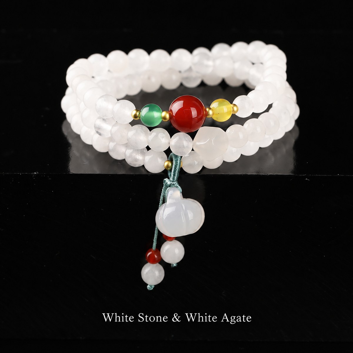 White Stone · Agate Pumpkin stone wrap bracelet, approximately 6 mm beads