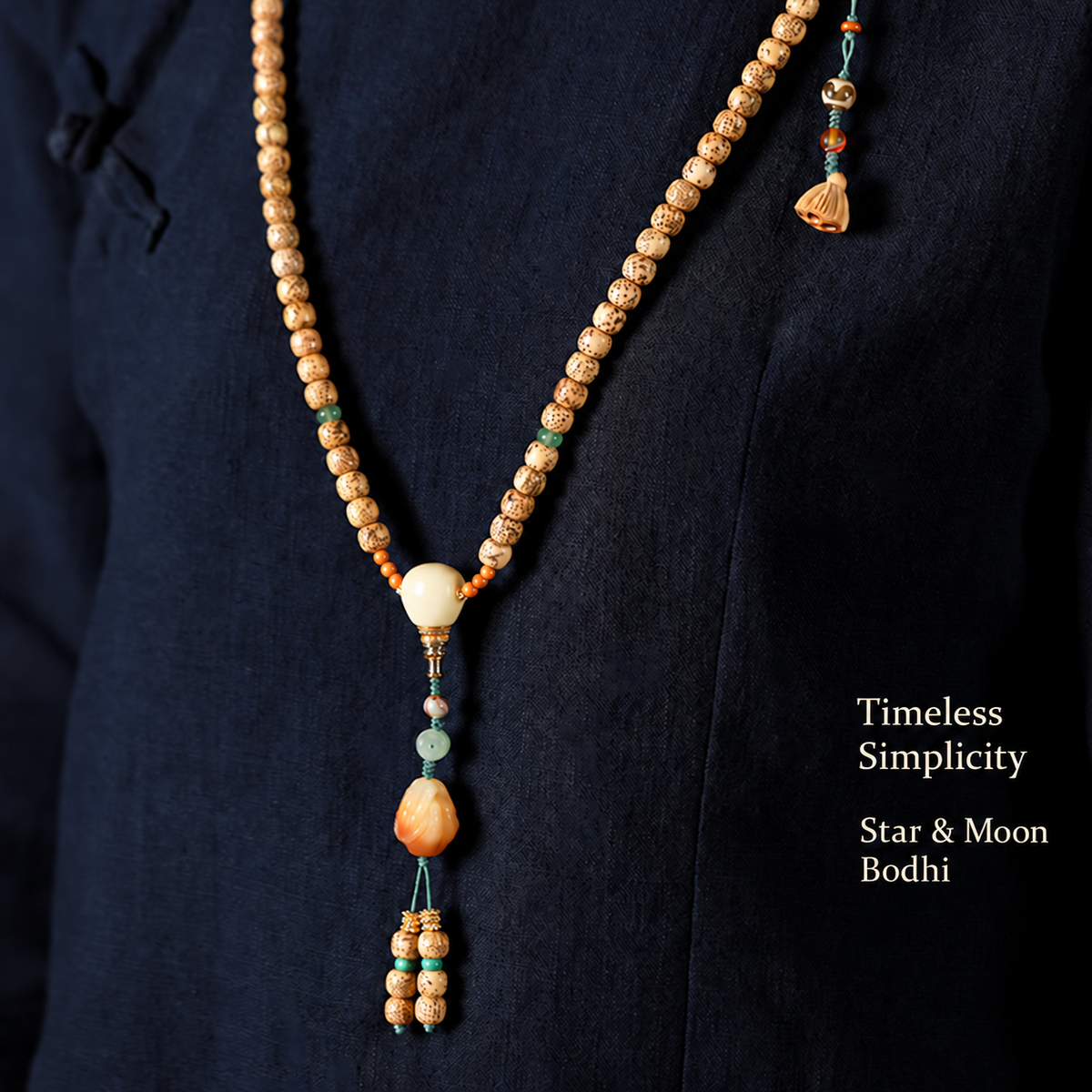 Bodhi strand worn as a necklace