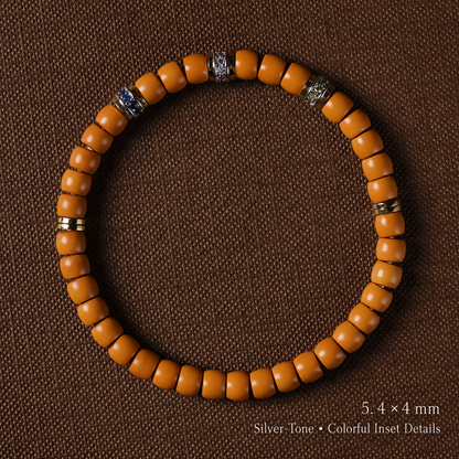 Silver-Tone olive pit bead bracelet, 5.4 by 4 mm beads