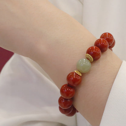 Nanhong red agate and Hetian jade bracelet – actual product photo 1