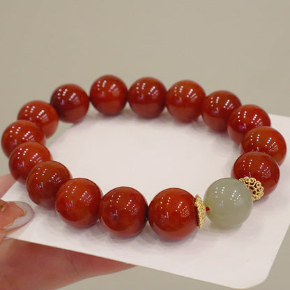 Nanhong red agate and Hetian jade bracelet – actual product photo 2