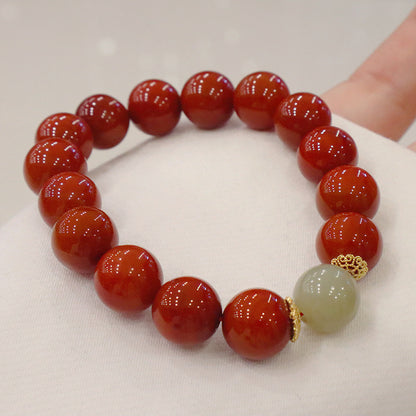 Nanhong red agate and Hetian jade bracelet – actual product photo 5