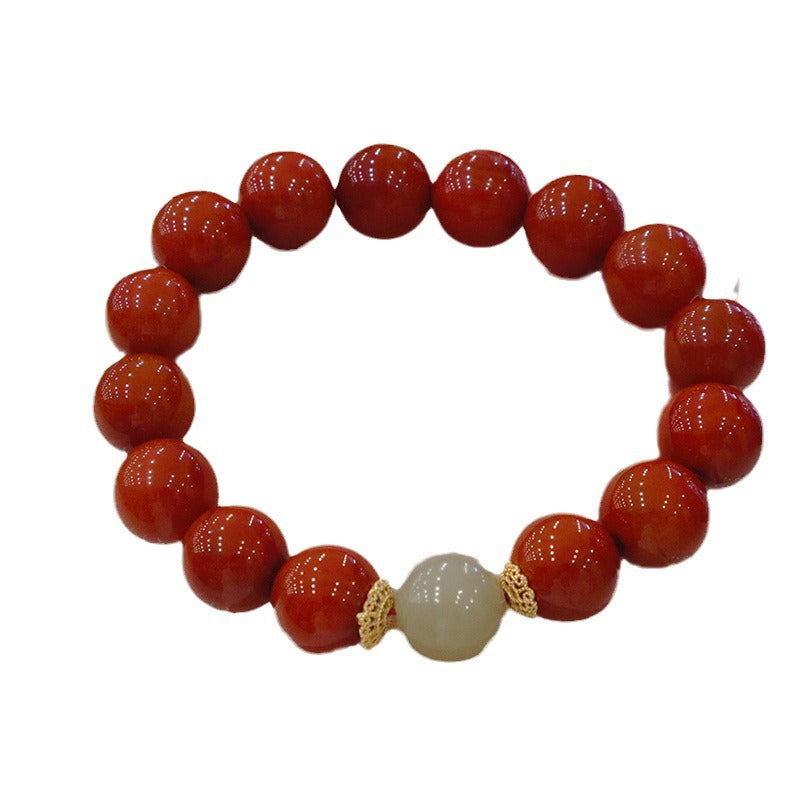 Nanhong red agate and Hetian jade bracelet – actual product photo 6