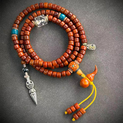 Tibetan-style yak bone mala, 03 - Orange Gourd