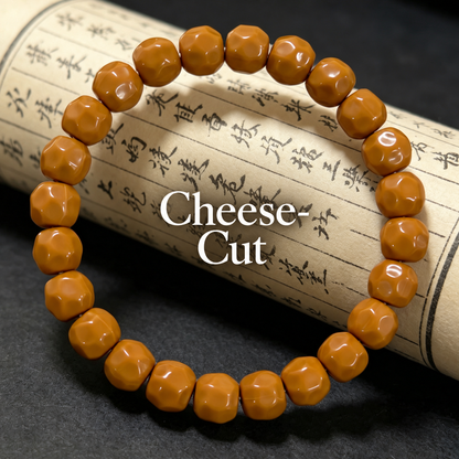 Cheese-cut walnut bead style detail