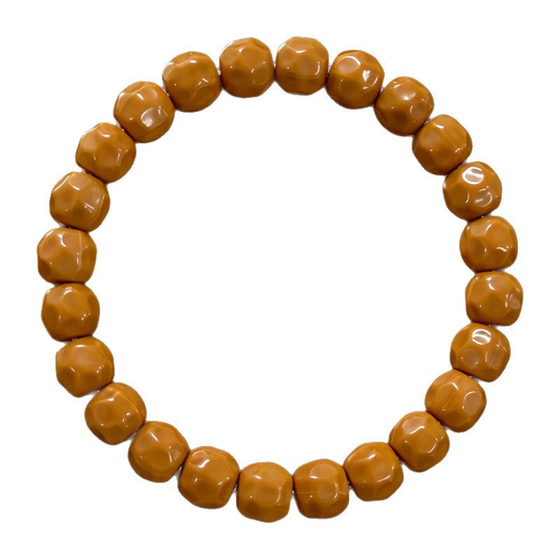 Cheese-cut walnut bead bracelet, source white-background view