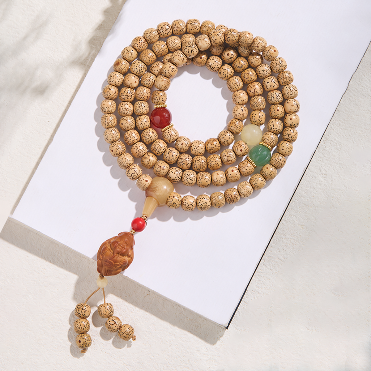 Harmony & Abundance Star and Moon Bodhi seed strand, complete design with its original accents